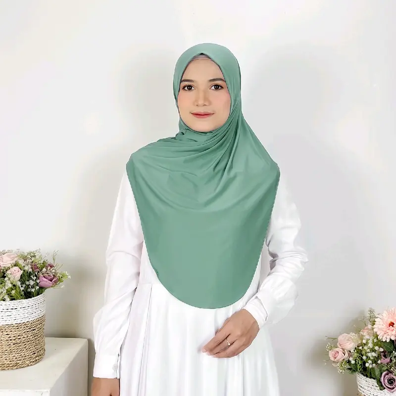 Hijab Instant Shireen Bergo Soft Pad  Oval Jersey Size L 4
