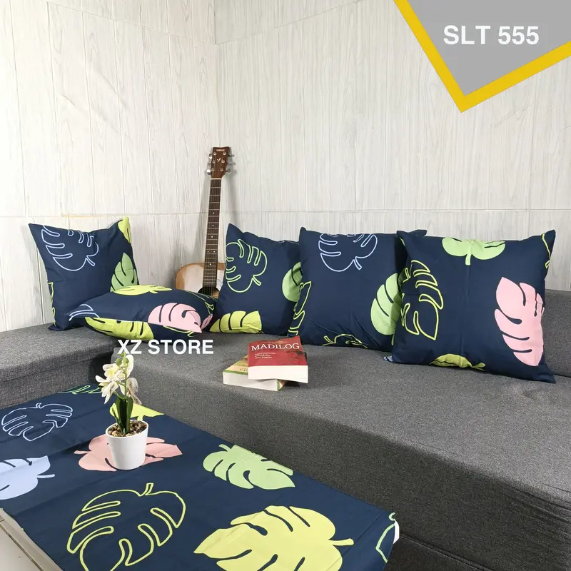 Paket Hemat  Sarung Bantal Sofa Ukuran 40 + Taplak Meja Kain Lembut Katun Resleting 1