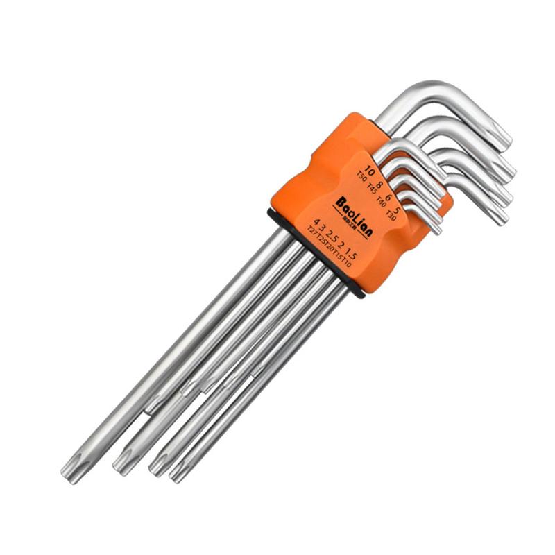 9Pcs Torx Star Wrench Kits Set Allen Keys Hexagon Hex Head Spanner Keys Set Double End L Type Star Screwdriver Hand Repair Tools 0
