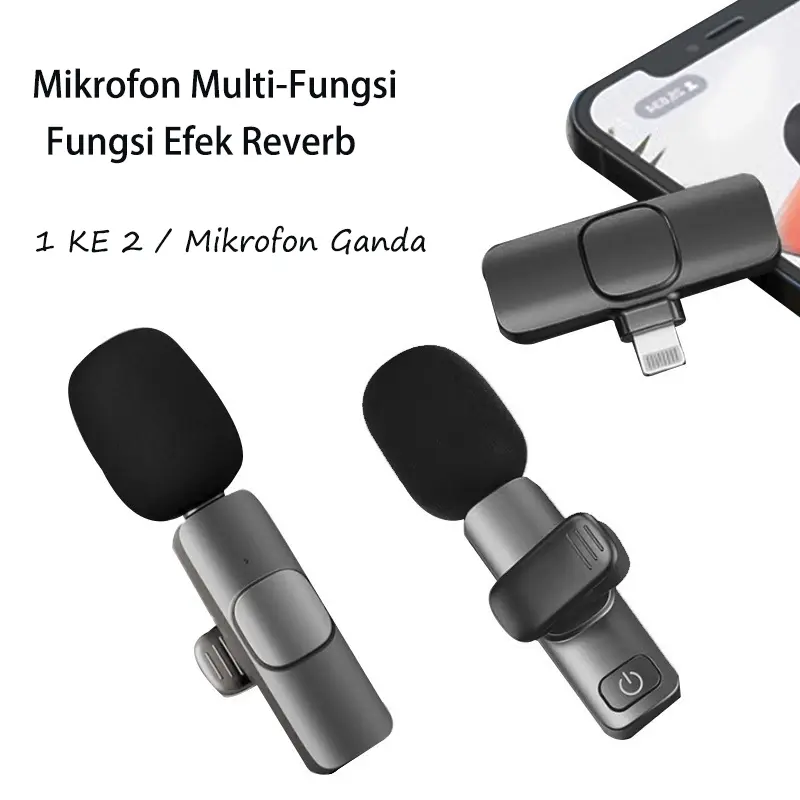 Mikrofon Nirkabel Lavalier Mic Portabel Audio Video pembuatan Rekaman Wireless Microphone HP Klip Untuk IPhone Android 7