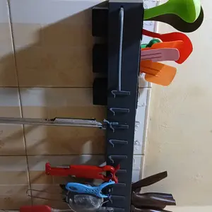 Rak pisau dinding Dapur Stainless Steel/Tempat Taruh Sendok Garpu Pisau Dapur Gantungan Lap Dapur/ Rak Tempel Tanpa Bor