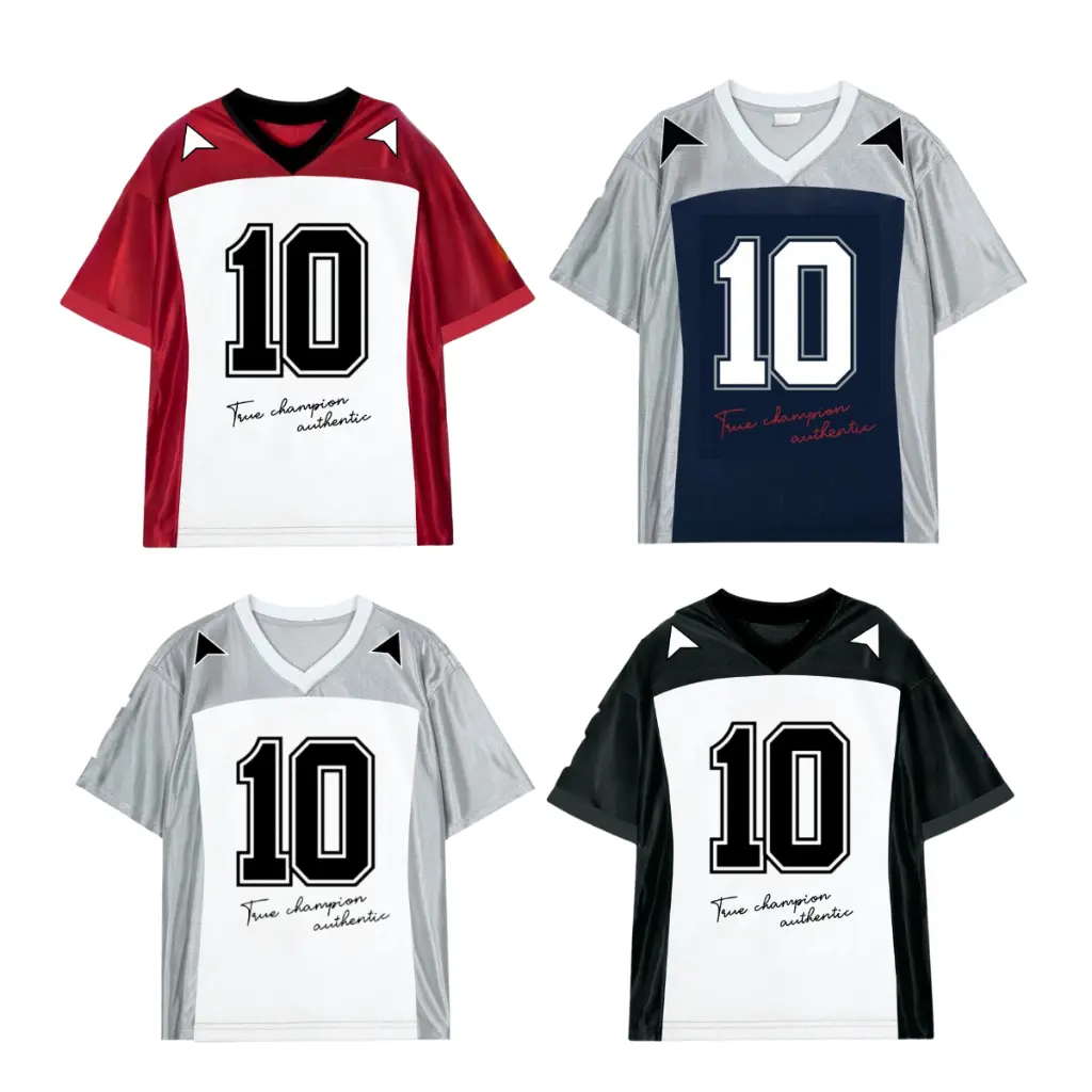 Men's and Women's V-neck Soccer T-Shirt Hot Trend Loose Form - No. 10 -OV479