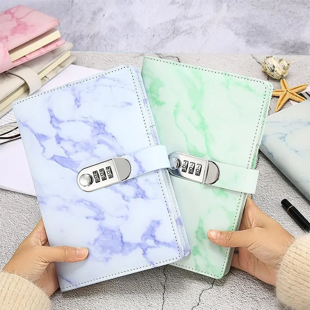 Planner Handbook Hand Ledger Notepad Notebook Diary Thickened PU Leather A5 Password Book With Lock