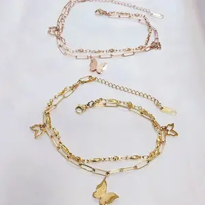 Glans - Gelang Kaki Titanium Berbagai Model  2 Layer Elegan