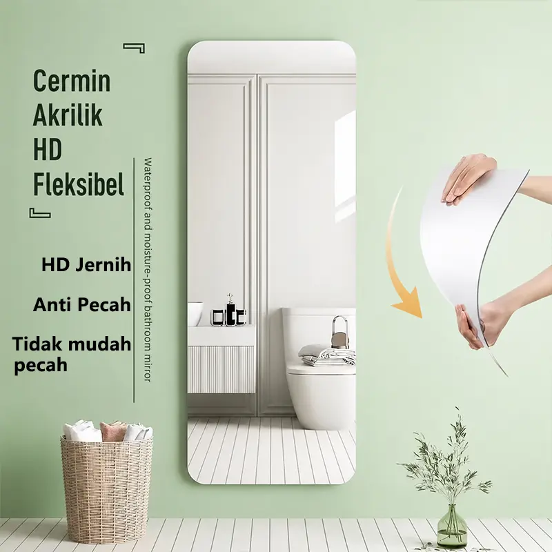 [Upgrade Thick Version] Cermin Akrilik Anti Cembung Tebal HD Anti Pecah Cermin Tempel Dinding Dekorasi Kamar Tidur Estetik