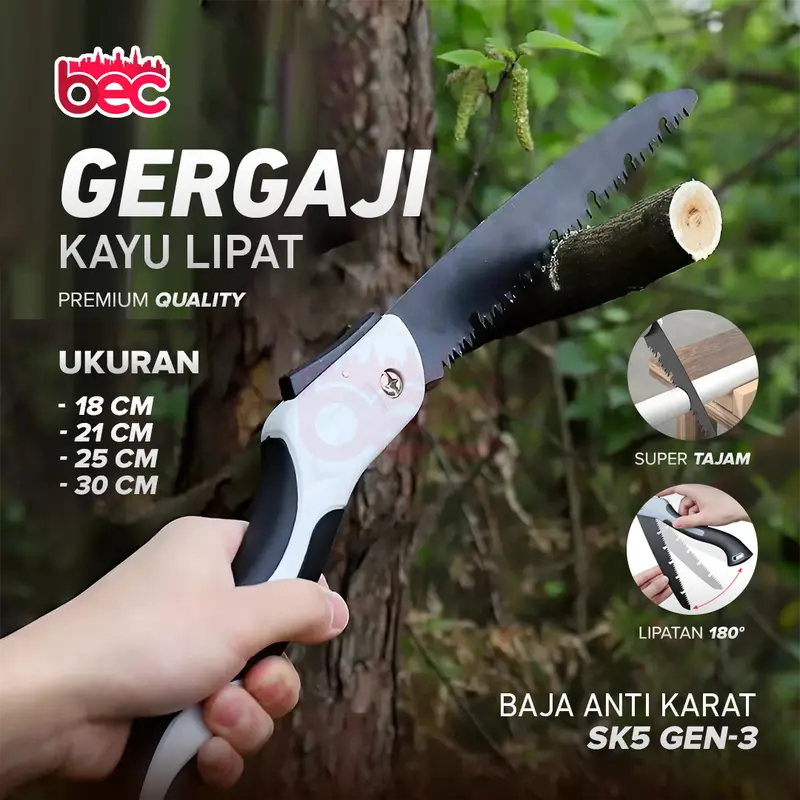 Gergaji Kayu | Gergaji Lipat Portabel Folding Wood Hand Saw SK5 - Black