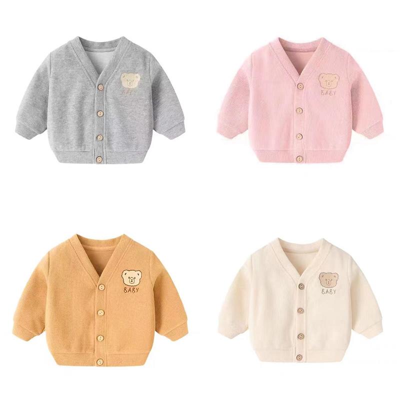 Áo Khoác Cardigan Trẻ Em Bé, Mỏng Mùa Xuân, Thiết Kế Hình Gấu Dễ Thương, Ấm Áp, Thích Hợp Cho Bé Trai Và Bé Gái Mới Biết Đi, Áo Khoác Dệt Kim, Chống Gió Ngoài Trời, Quần Áo Trẻ Em