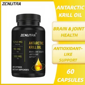 Minyak Krill Antartika 1250 mg, Mengandung Omega 3 dan Astaxanthin, EPA+DHA, Meningkatkan Kesehatan Sendi, Mendukung Kesehatan Jantung dan Otak - 60 Kapsul
