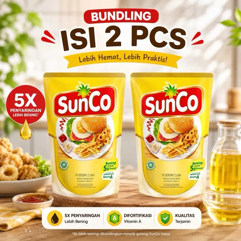 [2Pcs]BUKAN 1 DUS SunCo Minyak Goreng 2 Liter Kualitas Terjamin isi 4Liter BUKAN 1 DUS