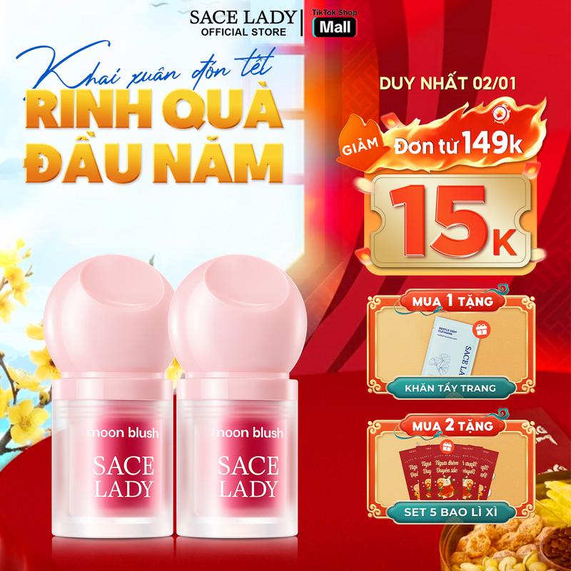   Mua 1 Tặng 1  Phấn Má Hồng SACE LADY Dạng Kem Lâu Trôi Dưỡng Ẩm Nhẹ Giúp Khuôn Mặt Tươi Tắn 3.8g 