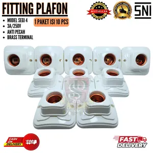 fitting lampu plafon (1 paket isi 10pcs)pitting lampu plafan segi empat warna putih mofit bunga murah
