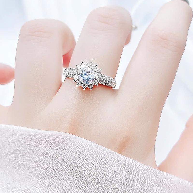 Nhẫn hột cao  S925 Nữ Đính Đá Moissanite – Sang Trọng Lấp Lánh Như Kim Cương 