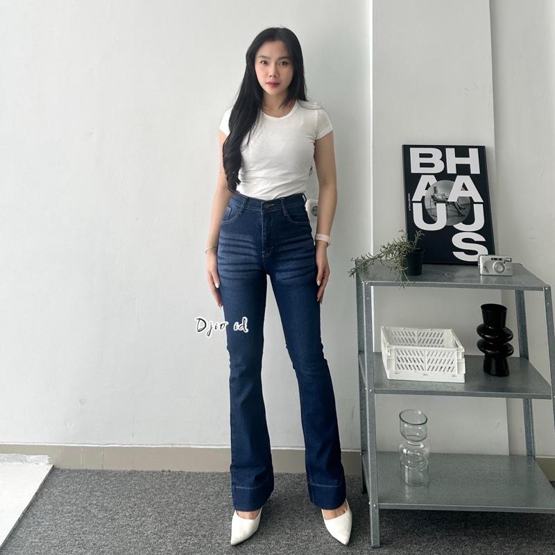 Pami - jennie cutbray jeans lipat highwaist flare petite | jeans stretch | celana jeans wanita