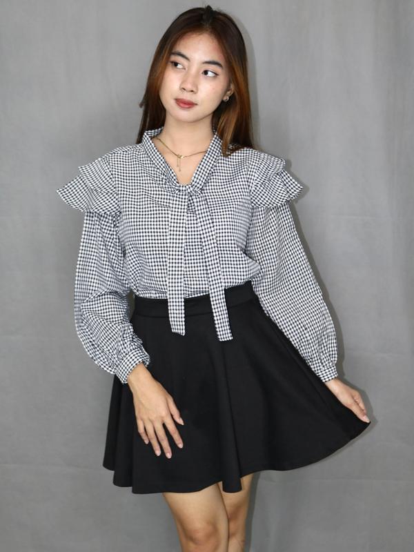 LILIUM AIT - MANDA BLOUSE - BLOSUSE KOTAK-KOTAK KOREAN STYLE 1