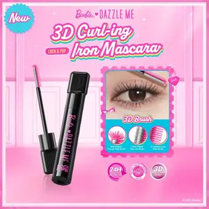 [EXCLUSIVE] Barbie x DAZZLE ME Lock & Pop! 3D Curl-ing Iron Mascara Tahan Lama 24 Jam hasil bulu mata Terangkat Bervolume