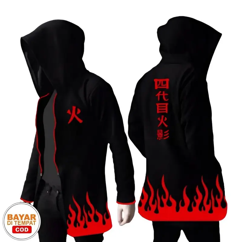 Jaket Jubah Anime Assasin Polos Zipper Unisex M -XL Pria Hitam Sweater Keren Distro Tebal Parasut Bomber Fleece 2