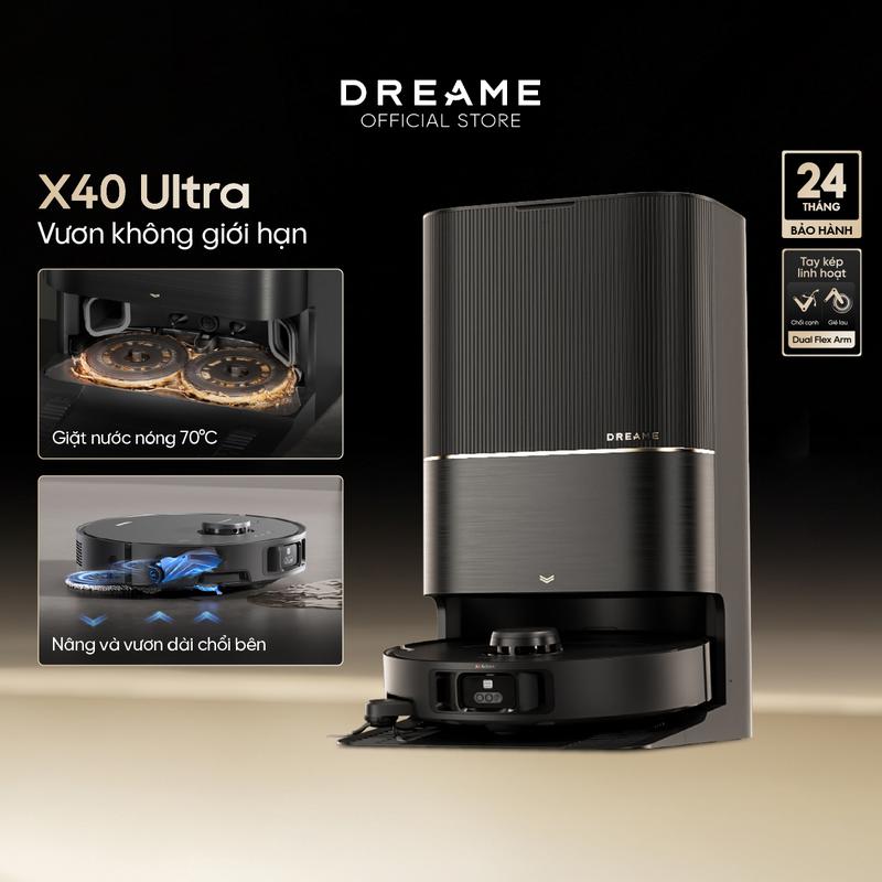 [TẶNG Chổi Tricut] Robot hút bụi lau sàn chuyên dụng Dreame X40 Ultra - Bản quốc tế - Bảo hành 24 tháng Làm Sạch