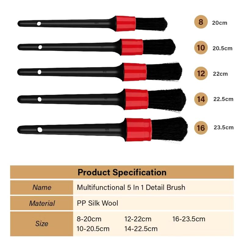 【5pcs] 1 Set Car Wash Car Detailing Brush Auto Cleaning Car Cleaning Tools Detailing Set Dashboard Accessories Automotive 1