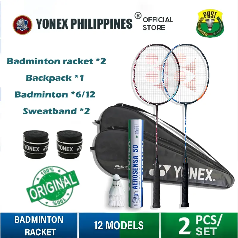 YONEX 2pcs Badminton Racket With Shuttlecocoks 100% Original 4U Full Carbon Lightweight Double Badminton Racket Suitable for Professional Players With Bag