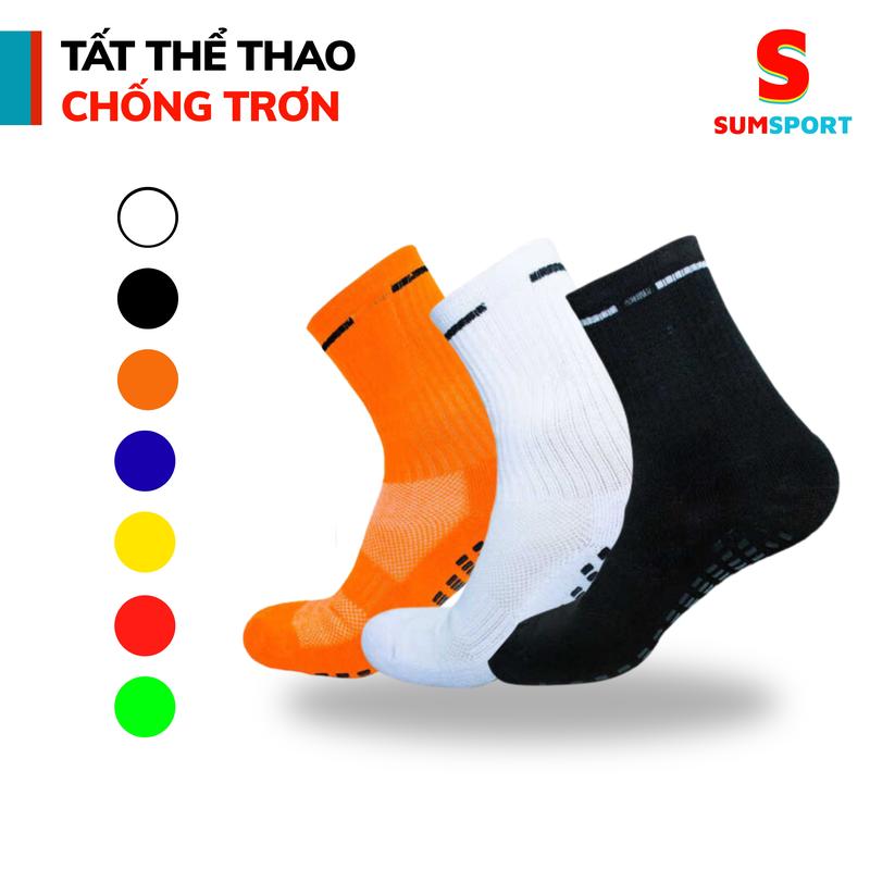 Tất đá bóng chống trơn SUMSPORT dệt kim thoáng khí thể thao bóng đá cầu lông chạy bộ pickleball