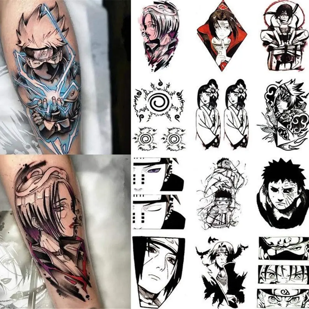 20pcs Cartoon Anime Tattoo Waterproof Lasting Men Women Temporary Fake Tattoo Stickers Color