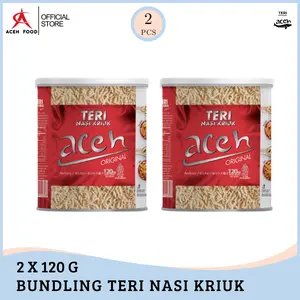 Bundling Isi 2 Teri Aceh Nasi Kriuk Cemilan Crispy Original - Kemasan Kaleng 120gr x 2 pcs - Aceh Food