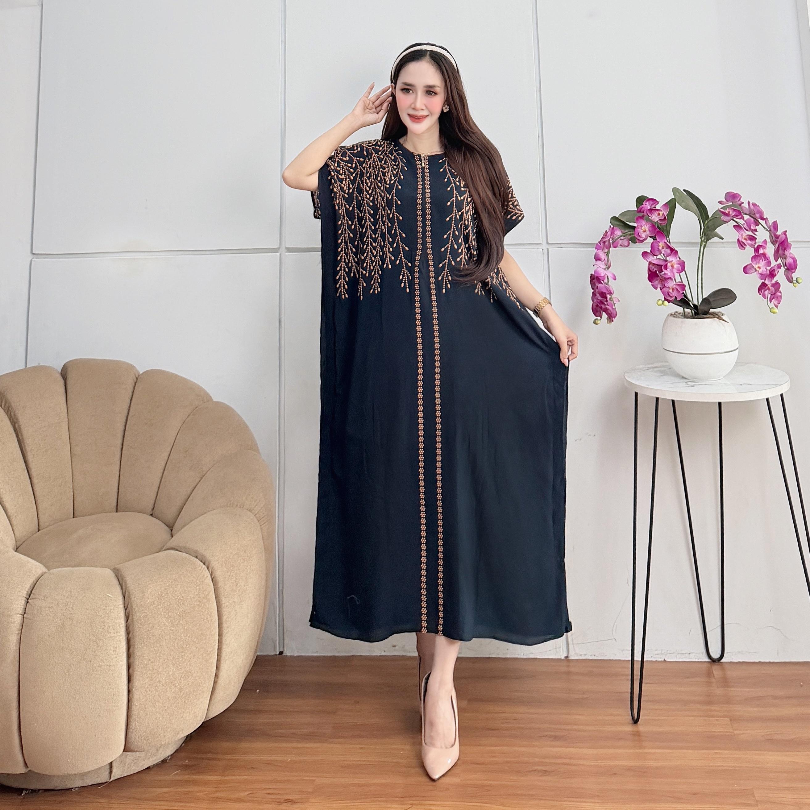 Daster Lowo Jumbo Rayon Premium Terbaru Busui Bumil Resleting Depan Motif Akar