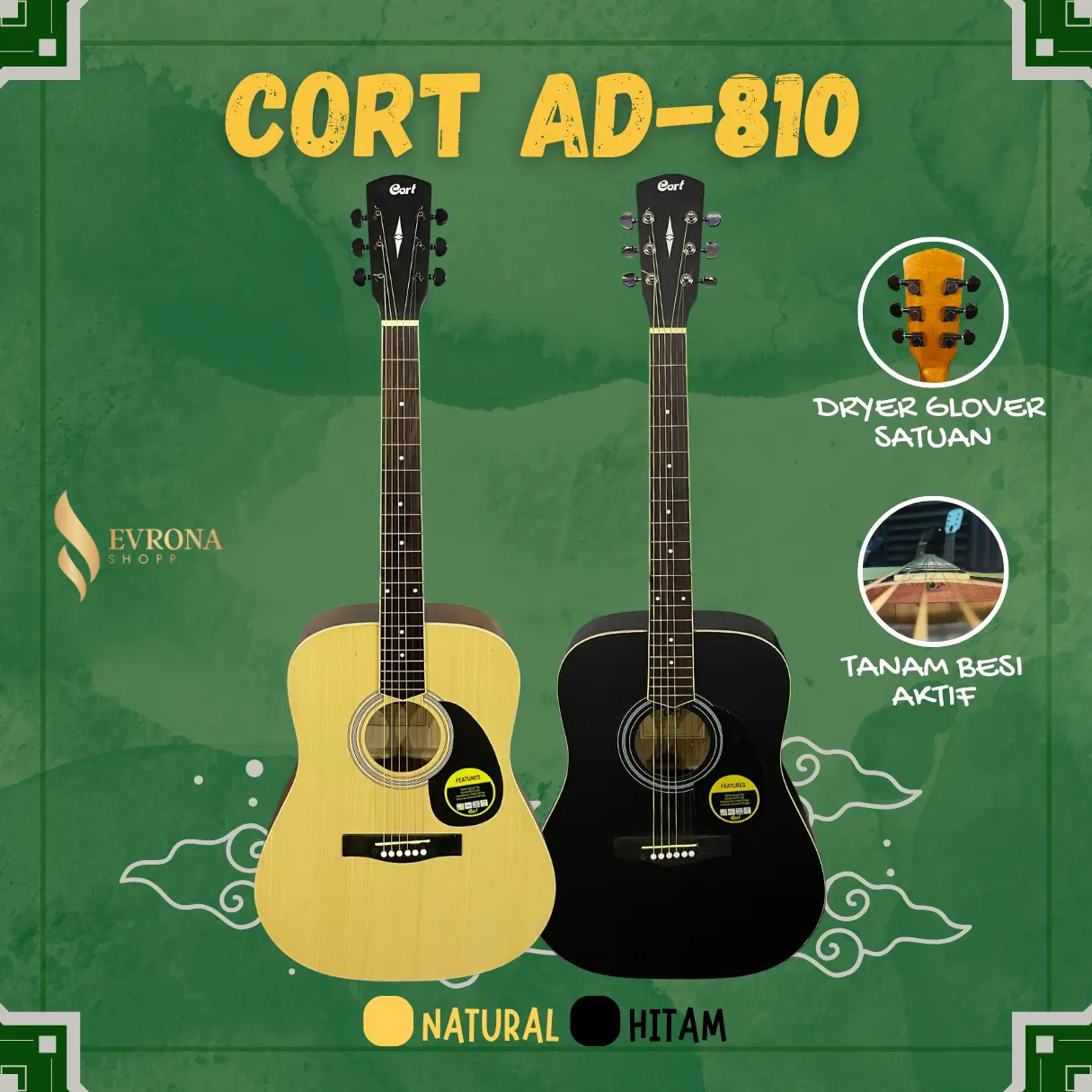 CORT AD-810 Original Custom Meranti - Gitar Akustik Jumbo Tanam Besi
