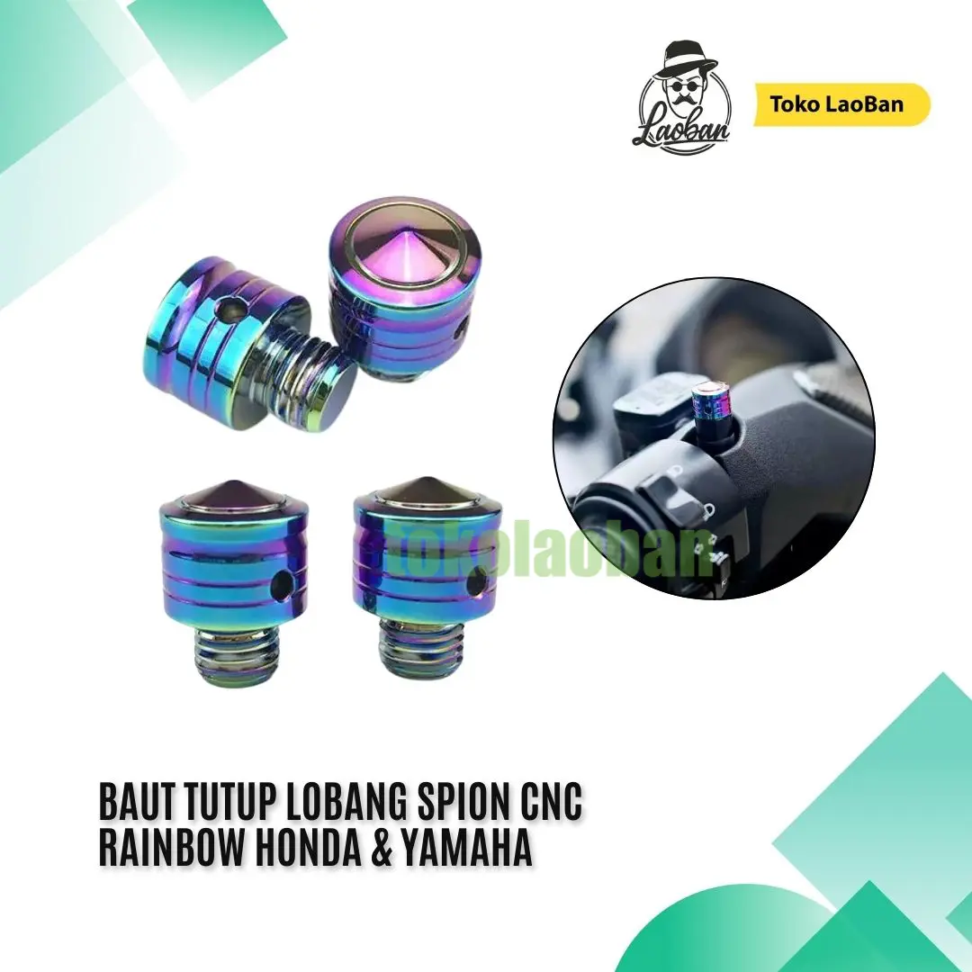 Baut Tutup Lubang Spion CNC Rainbow Honda Yamaha - Tutup Monel Baut Spion Universal