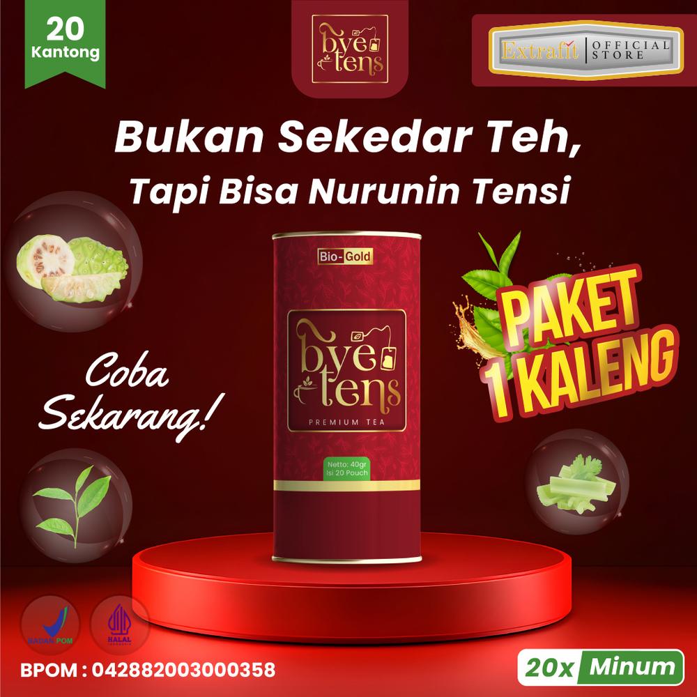 Bye Tens Teh Herbal Hipertensi Darah Tinggi Kolestrol Kemasan Premium 20 Kantung Tea Bio Gold Halal BPOM dengan Manfaat Herbal Alami - PAKET 1 BYE TENS