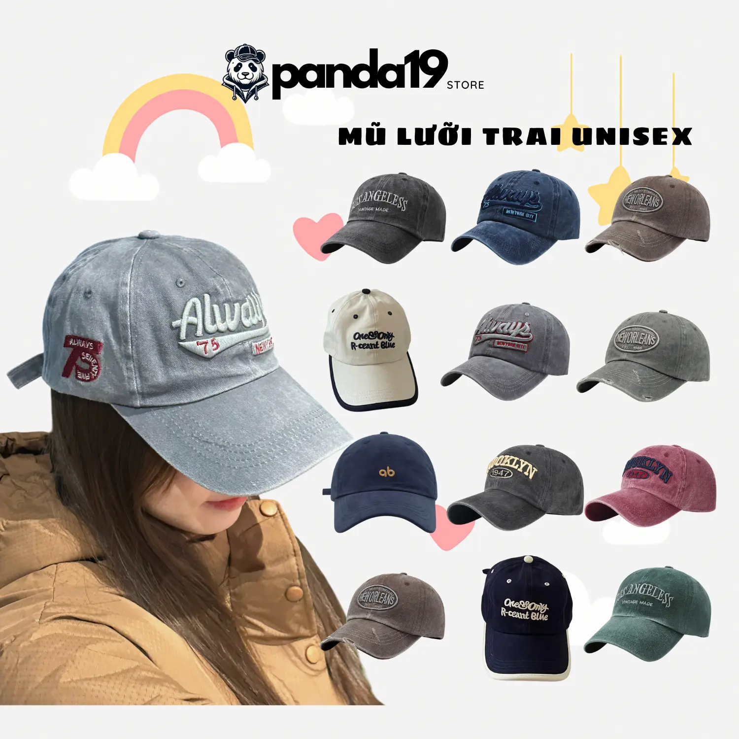 [Form Mềm] Mũ Lưỡi Trai, Mũ Bóng Chày Nam Nữ Phong Cách Thời Trang, Chất Liệu Cotton Cao Cấp – PANDA19 STORE