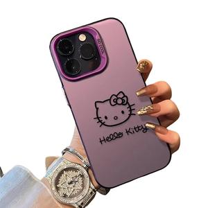 การ์ตูนขนาดเล็ก Hello Kitty เปลือกสีเงินเหมาะสำหรับ Apple 15promax เปลือกโทรศัพท์มือถือ iphone14 ใหม่ 13 บุคลิกภาพ 12