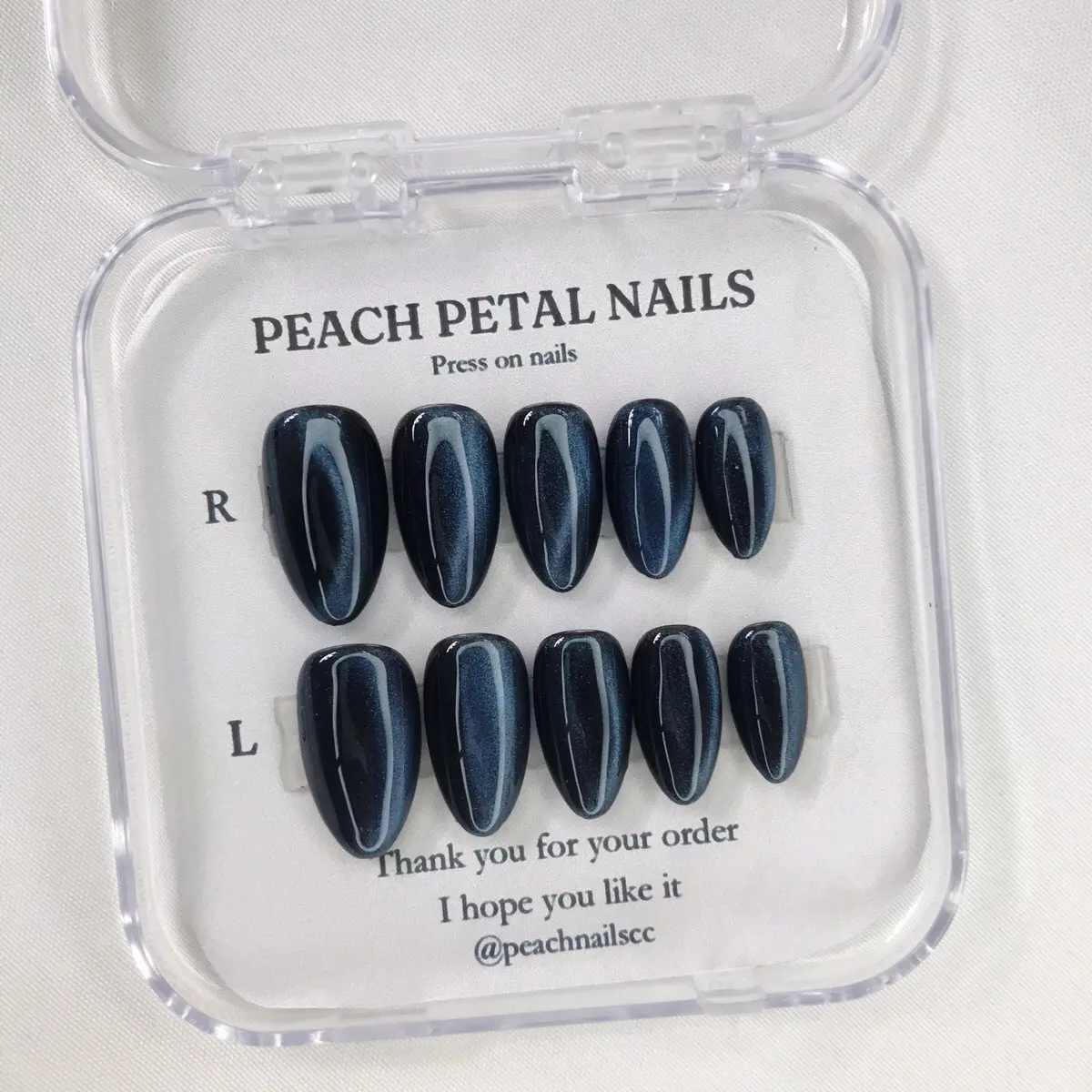 PRESS ON NAILS FULL CAT EYE  DARK BLUE | press on nails custom | kuku palsu murah