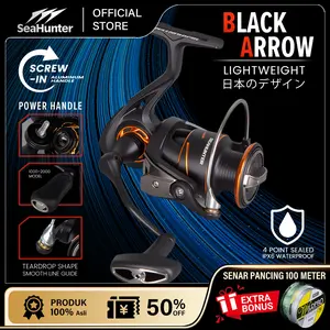 [OFFICIAL] SeaHunter Black Arrow 1000-3000 Reel Pancing Putar, Power Handle Reel Tahan Air Kumparan Dangkal Aluminium, Bantalan Bola 5+1, Rasio Gir 5.2:1, Tarikan Maksimal 13KG, Gir Utama Logam Tarikan Kuat Lebih Halus Berkualitas saltwater Laut