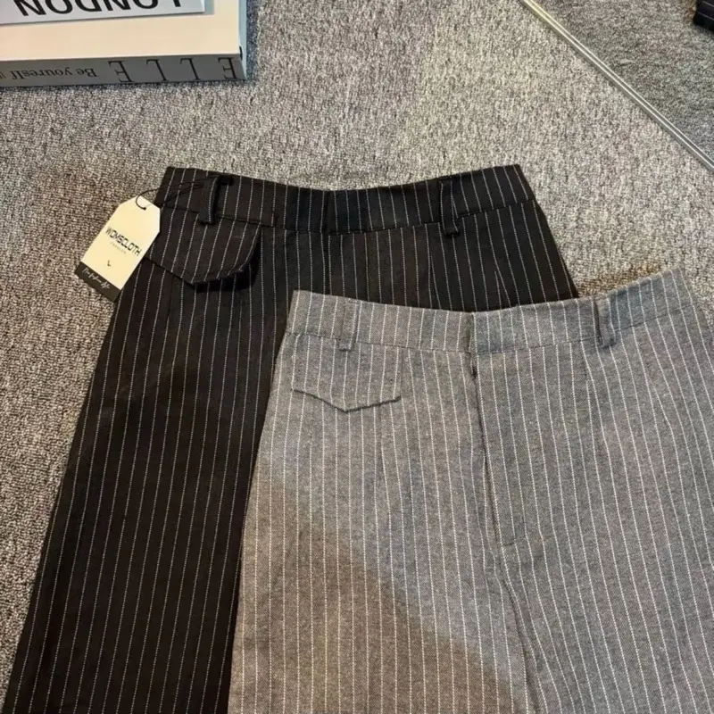 Oro Pants Stripe Bangkok Loose Pants Wanita Celana  Panjang Casual Antikusut Highwaist Korean Style Katun celanapanjang kulot Kekinian 6