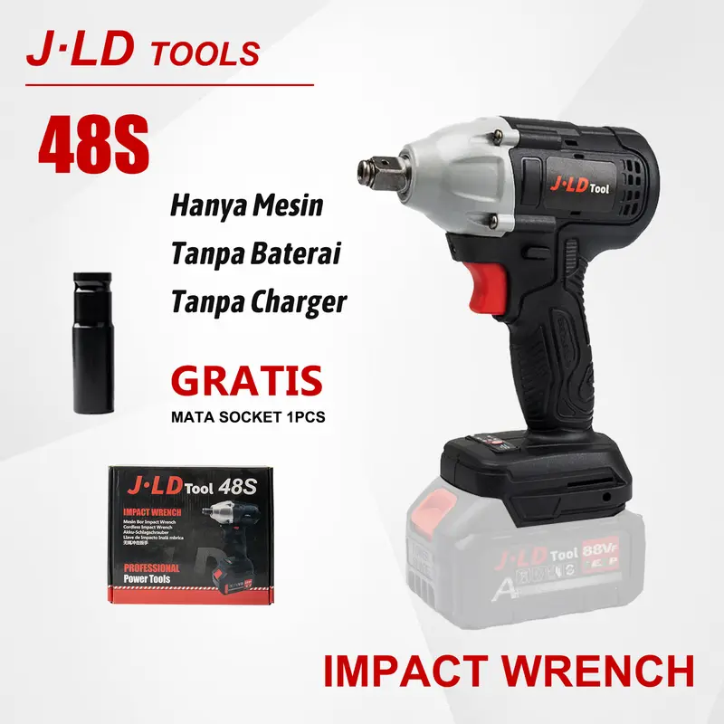 JLD Cordless Impact Wrench 48S Hanya Mesin,brushless impact baterai Torsi 350N.M impact pembuka baut,88V impact baterai,impact jld tool 88v original 0