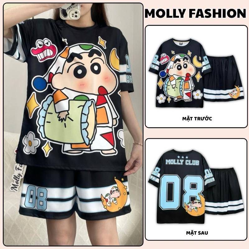  Đồ bộ thun lạnh unisex phong cách Streetwear Jersey hoạt hình nam nữ mặc nhà đi chơi Molly Fashion 