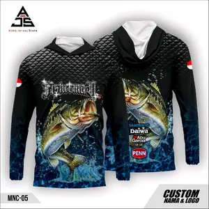 jersey mancing ikan baramundi pake kupluk pull printing sublime kualitas terbaik Free ganti nama & logo