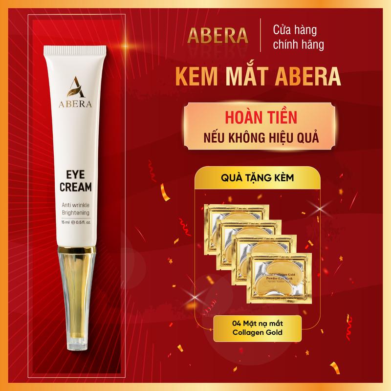 Kem Mắt Abera 15ml - Hỗ Trợ Giảm Quầng Thâm Mắt Và Nếp Nhăn Mắt - Tặng Kèm 04 Mặt Nạ Mắt Collagen Gold