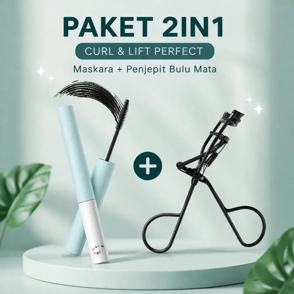 Paket 2in1 Curl & Lift Perfect – Maskara + Penjepit Bulu Mata Anti Lepek