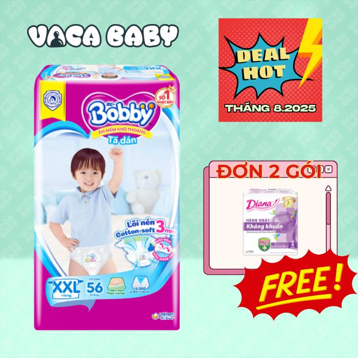 Tã Bỉm Dán Bobby Siêu Khô Thoáng Lõi Nén Thần Kỳ Đủ Size S M L XL XXL Cho Bé Thoải Mái Cả Ngày
