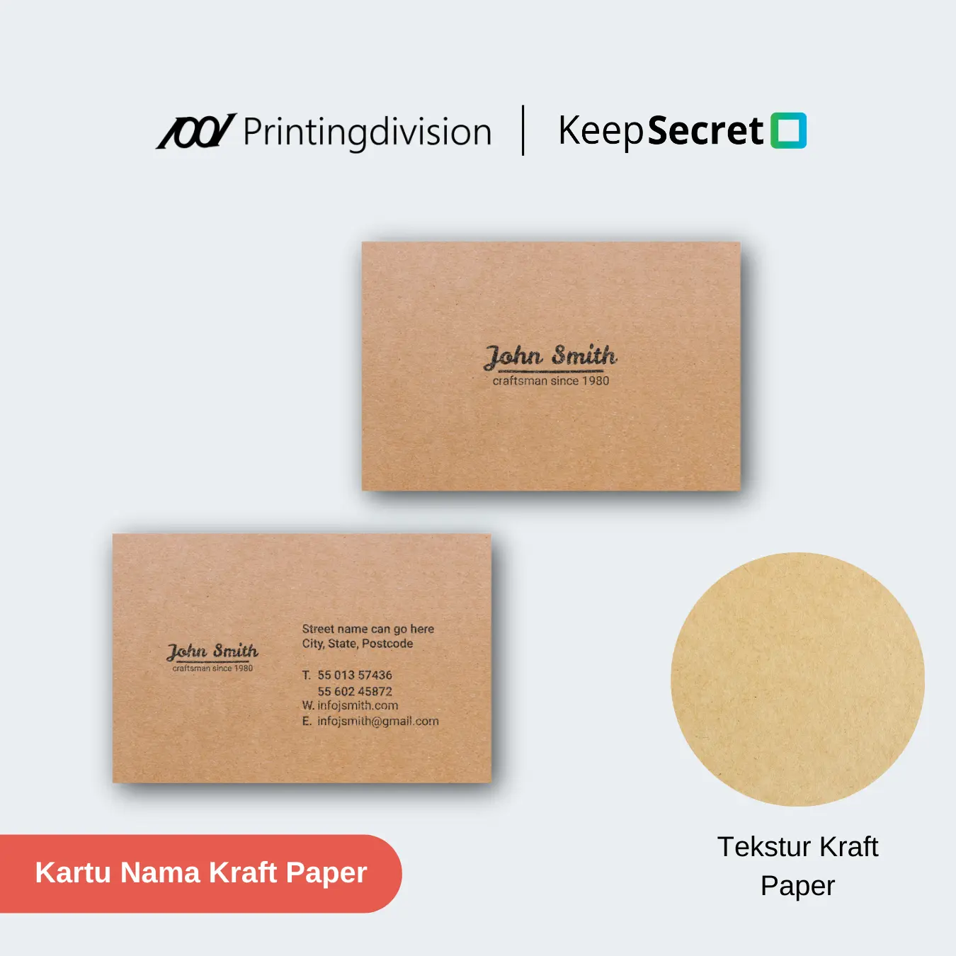 Kartu Nama / Bussiness Card Premium Kraft Paper 275 gsm