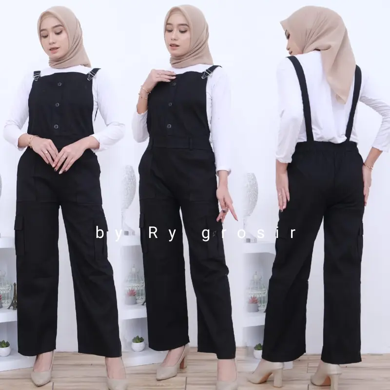 Jamsuit Overall Wanita Bahan Katun Twill Polos Panjang Dan Jamsuit jeans 1
