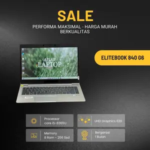 Elitebook 840 G6 Laptop dengan Processor Core i5-8365U, UHD Graphics 620, 8 RAM & 256 SSD, Bergaransi 1 Bulan