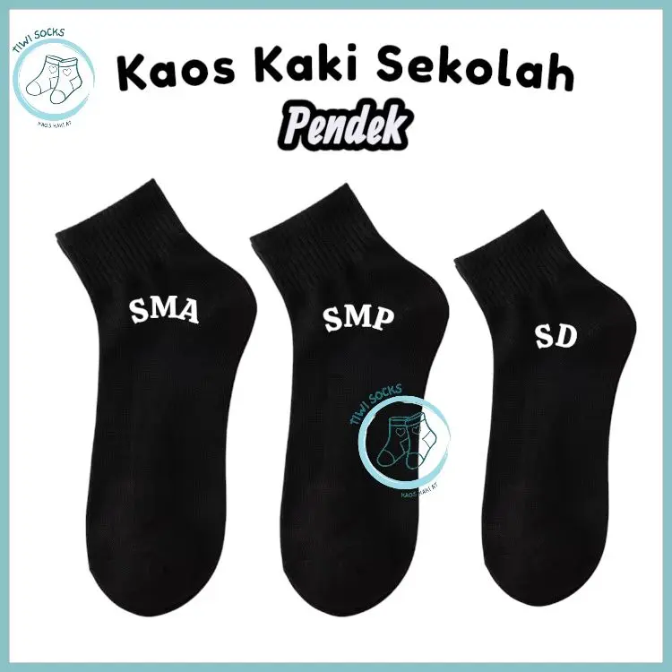 3 Pasang Koas Kaki Sekolah Anak SD SMP SMA Hitam Putih Katun Tebal Halus Nyaman