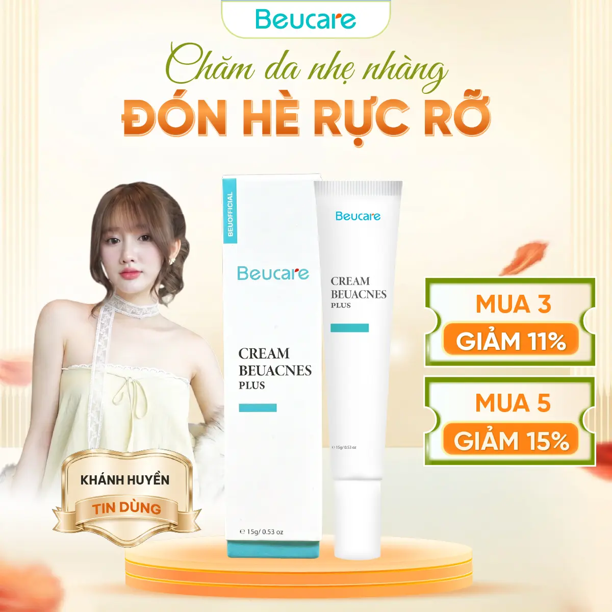 Kem Mụn BEUACNES PLUS - 15g - Hỗ Trợ Giảm Mụn, Sáng Da, Mờ Thâm Mụn, Dưỡng Ẩm Da, Giải Pháp An Toàn Cho Làn Da Mụn, Skincare Chăm Sóc Da Dưỡng Ẩm Da  Làm Đẹp Da Nữ Women - TM61 chấm  mụn