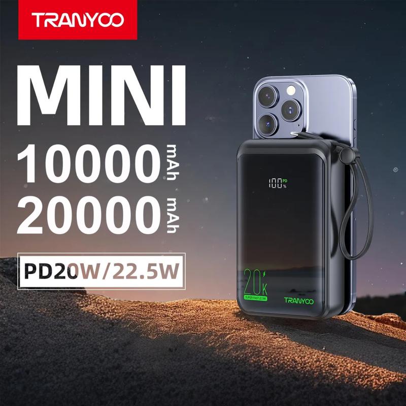 LIVESTREAM Sạc Dự Phòng 20000mAh Sạc Nhanh PD22.5W K14 K15 Màn Hình Hiển Thị Pin Tích Hợp Hai Dây Sạc Nhanh Type-c Lightning Màn Hình LED Titan Chính Hãng type c i phone12 Pin Dự Phòng