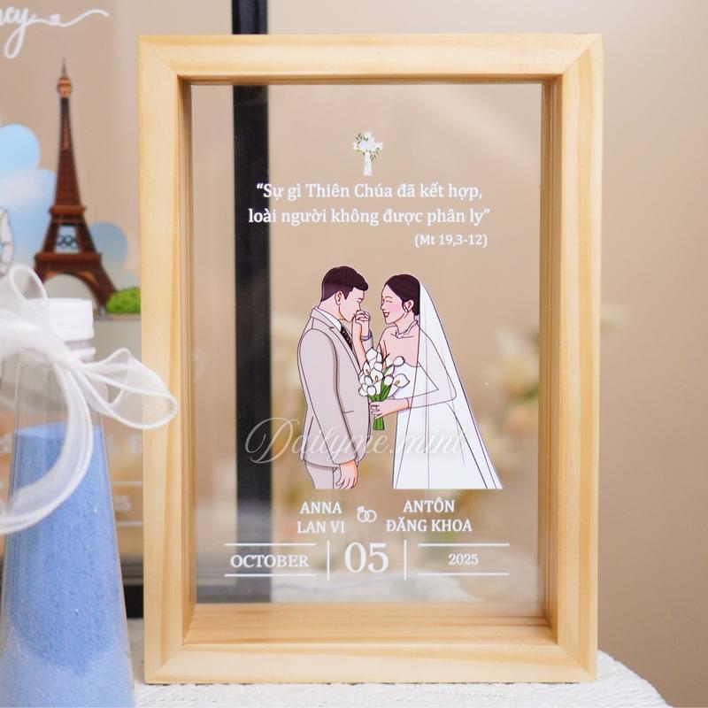 Hộp Gỗ Rót Cát, Tranh Rót Cát Ngày Cưới Vẽ Hình Màu Theo Yêu Cầu - Dailymemint