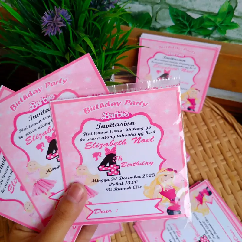 kartu undangan ultah isi 50-100 pcs + Desain foto anak ( Bahan kertas glosy) undangan ulang tahun anak/kartu ultah custom/kartu ultah karakter/undangan ultah (Desain request via chat) 8