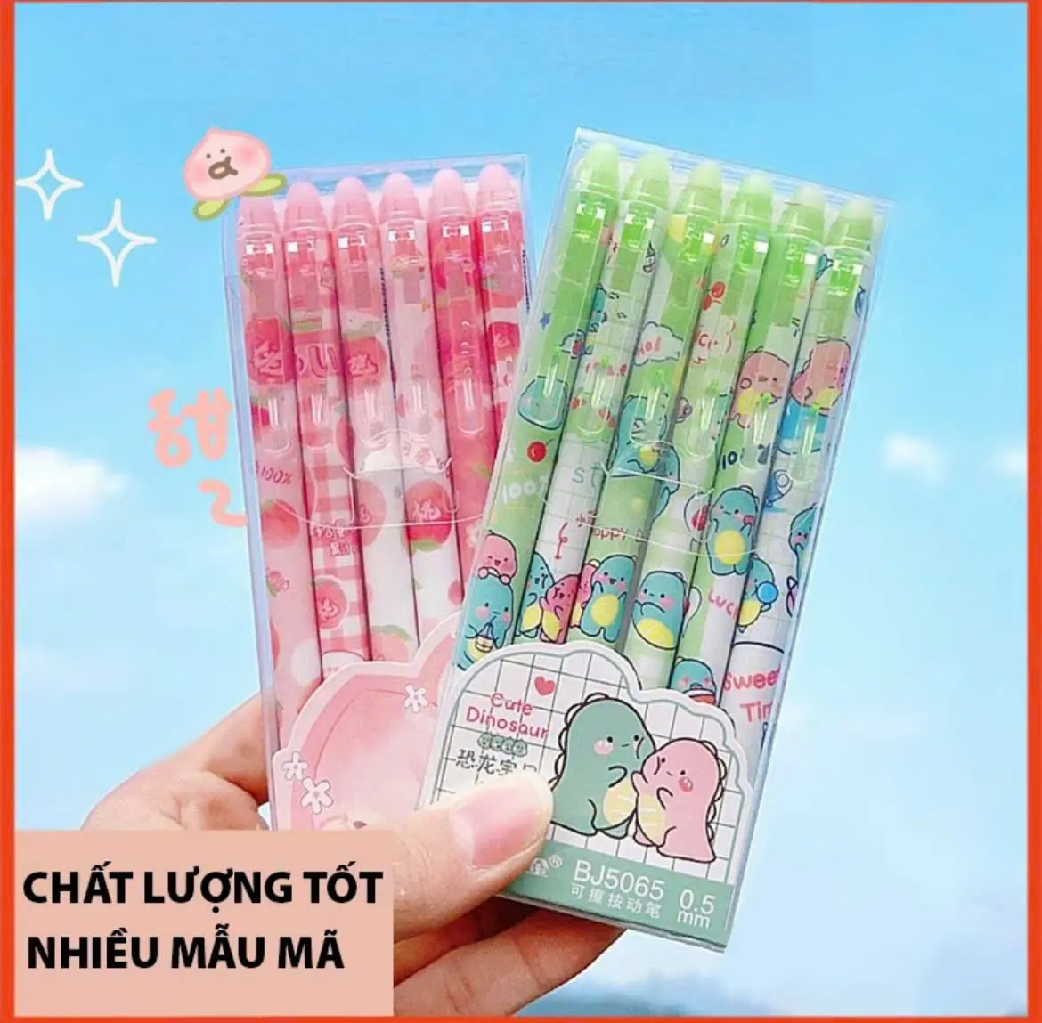 (Combo 2 Hộp ) Bút Gel Xóa Được Dạng Bấm Loại Mực Xanh, Đen , Bút Bi Xóa Được Nhiều Mẫu Vỏ Đẹp Hình Ngộ Nghĩnh, Ngòi 0,5 mm Tiện Dụng Cho Bé